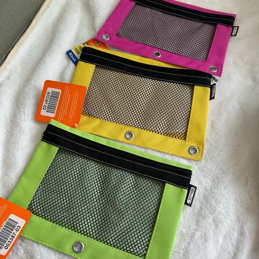 Colorful Binder Pouches - Pink, Yellow, Green